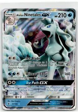 Pokemon Trading Card Alolan Ninetales GX #22 Holo Full Art - Image 1