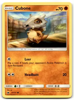 2017 Sun & Moon - Crimson Invasion Pokemon TCG Card #52 Cubone - Image 1