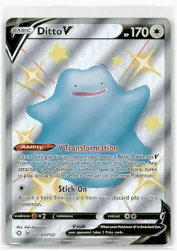 Pokemon Trading Card TCG Ditto V #SV118 Shiny Holo - Image 1