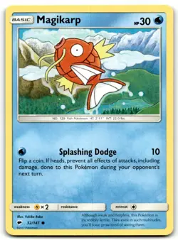 2017 Sun & Moon - Burning Shadows Pokemon Trading Card #32 Magikarp - Image 1