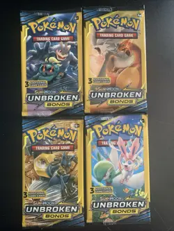Pokemon Unbroken Bonds 3 Card Booster Packs Factory Sealed Artset (4 packs) - Image 1