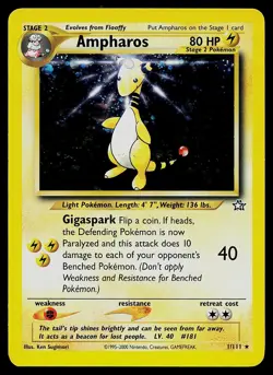 Pokemon Card - Ampharos Neo Genesis 1/111 Unlimited Holo Rare - Image 1