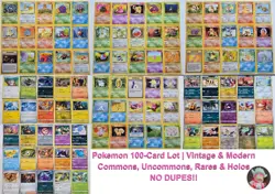 Pokemon TCG 100 Card Lot 60 Vintage WOTC Base Jungle Fossil + 40 Modern - Image 1