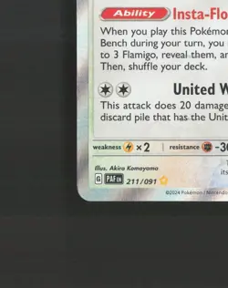 Flamigo 211/091 Paldean Fates Shiny Rare Holo Pokemon Card NM - Image 5