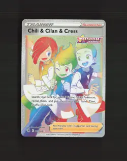 Chili & Cilan & Cress 273/264 Fusion Strike Secret Rare Holo Pokemon Card NM - Image 1