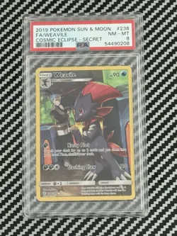 Pokemon Weavile Full Art Secret Rare Holo PSA 8 Sm-Cosmic Eclipse 238/236 2019 - Image 1