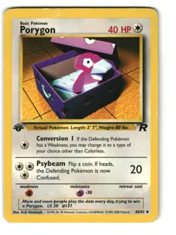 Porygon 48/82 1st Edition Uncommon Team Rocket Pokemon HP - Image 1
