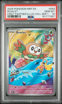 2026 POKEMON MEP EN-ME BLACK STAR PROMO #043 ROWLET PSA 10 - Image 1