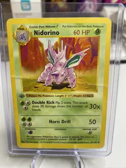 Nidorino 1st Edition Shadowless Pokemon TCG Base Set 37/102 Uncommon Vintage - Image 1