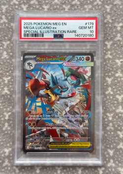 2025 POKEMON MEG EN-MEGA EVOLUTION #179 MEGA LUCARIO EX PSA 10 - Image 1