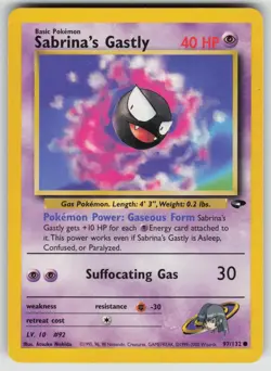 Sabrina's Gastly 97/132 Common Gym Challenge Pokemon Unlimited Lightly Played - Image 1