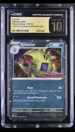 Pokemon Tyranitar 135/193 Stamped CGC Pristine 10 Lucario & Tyranitar ex Prem. - Image 1
