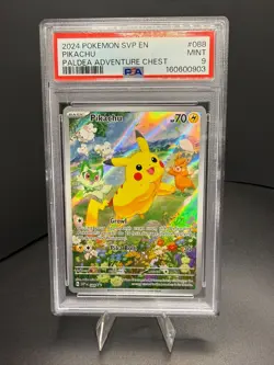 2024 Pokemon: PIKACHU SVP 088 [Black Star Promo] [Paldea Adventure Chest] PSA 9 - Image 1