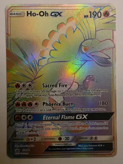 Pokemon TCG Ho-Oh GX SM80 Sun & Moon Rainbow Rare Full Art Black Star Promo - Image 1