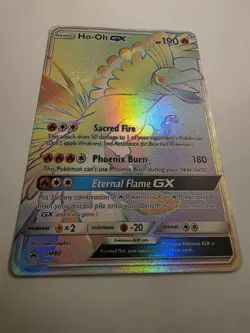 Pokemon TCG Ho-Oh GX SM80 Sun & Moon Rainbow Rare Full Art Black Star Promo - Image 2