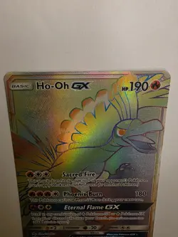 Pokemon TCG Ho-Oh GX SM80 Sun & Moon Rainbow Rare Full Art Black Star Promo - Image 3