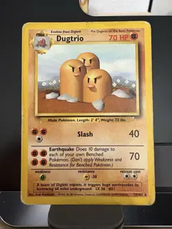 Dugtrio Base Set 19/102 Regular Non-Holo Pokemon Rare Card 1999 MP - Image 2