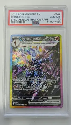 2025 POKEMON PRE EN-PRISMATIC EVOLUTIONS #147/131 CERULEDGE EX PSA 10 - Image 1