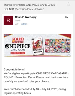Round 1 One Piece Card Game Promo ENGLISH Set of 10 Packs SEALED Round1 IN-HAND - Image 3