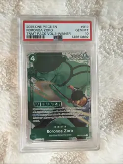 2025 ONE PIECE TOURNAMENT PACK VOL.3 | WINNER RORONOA ZORO 019 PSA 10 - Image 1