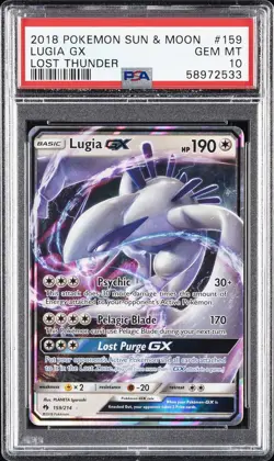 2018 POKEMON SUN & MOON LOST THUNDER #159 LUGIA GX PSA 10 - Image 1
