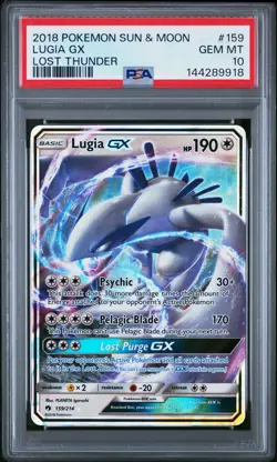 2018 POKEMON SUN & MOON LOST THUNDER #159 LUGIA GX PSA 10 - Image 1