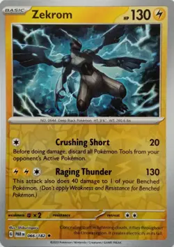 066/182 ZEKROM REVERSE HOLO PARADOX RIFT POKEMON CARD - Image 1