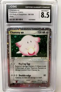 CGC 8.5 Chansey ex 2003 EX Ruby & Sapphire 96/109 Holo Pokemon Card - Image 1