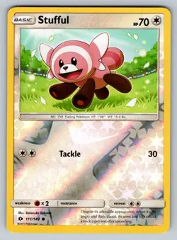 2017 Pokemon Sun & Moon Base Set TCG Stufful Reverse Holo 111/149 NM - Image 1