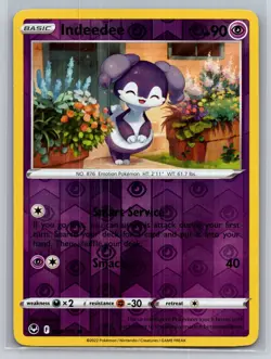 2022 Pokemon TCG Silver Tempest Reverse Holo Indeedee 86/195 NM - Image 1