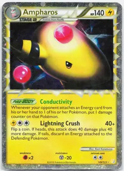Ampharos Prime - 105/123 HeartGold & SoulSilver Ultra Rare Holo Pokemon - MP - Image 1