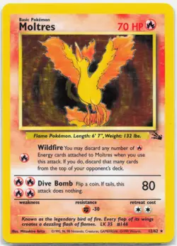 Moltres - 12/62 Fossil Unlimited Holo Rare Pokemon - LP/MP - Image 1
