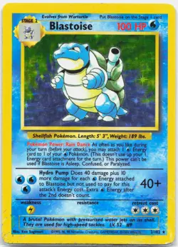 Blastoise - 2/102 Base Set Unlimited Holo Rare Pokemon - DMG - Image 1