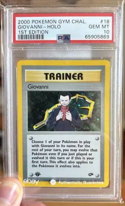 Giovanni 1st Edition Holo Gym Challenge 2000 Pokemon 18/132 PSA 10 - Image 1