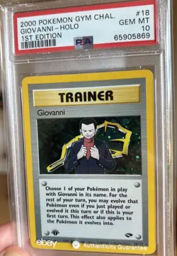 Giovanni 1st Edition Holo Gym Challenge 2000 Pokemon 18/132 PSA 10 - Image 3