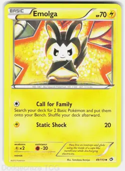 Emolga 49/113 Uncommon Legendary Treasures Pokemon MP - Image 1