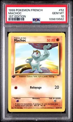 Machoc 1st Edition PSA 10 1999 Pokemon French Machop #52 - Image 1