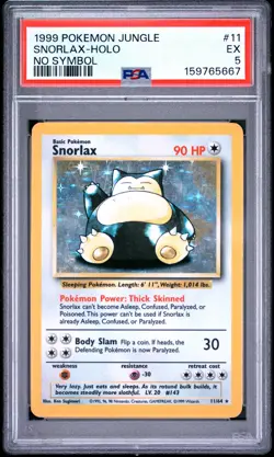 1999 Pokemon Jungle 11 Snorlax Holo No Symbol PSA 5 159765667 - Image 1