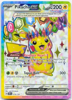 Pikachu ex - 219/191 Surging Sparks Full Art Pokemon - NM/LP - Image 1