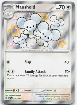 Maushold - 210/091 Paldean Fates Baby Shiny Holo Rare Pokemon - NM/LP - Image 1