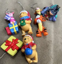 VTG Winnie the Pooh Lot of 6 Ornaments Pooh,Tigger, Eeyore, Piglet Disney - Image 1