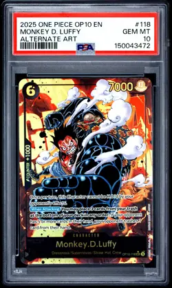 2025 ONE PIECE OP10-ROYAL BLOOD ALTERNATE ART #118 MONKEY D. LUFFY PSA 10 - Image 1