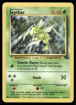 Pokemon Cards Scyther 26/64 Unlimited Jungle Rare NM - Image 1