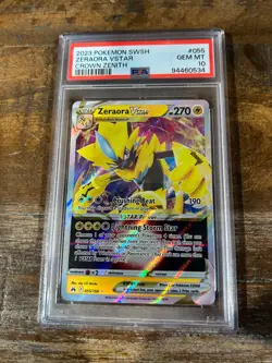POKEMON 2023 Crown Zenith ZERAORA Vstar #055 PSA 10 Gem Mint RARE - Image 1