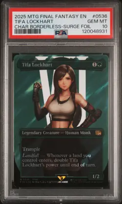 2025 MTG FINAL FANTASY CHARACTER BORDERLESS-SURGE FOIL TIFA LOCKHART PSA 10 - Image 1
