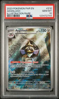 2023 POKEMON PAR EN-PARADOX RIFT ILLUSTRATION RARE #210 AEGISLASH PSA 10 - Image 1