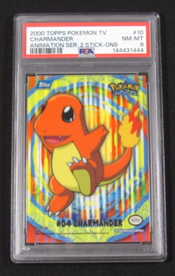 2000 Topps Pokemon T.V. #10 CHARMANDER ANIMATION SERIES 2 STICK-ONS PSA 8 NM-MT - Image 1