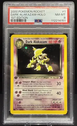2000 POKEMON ROCKET 1ST EDITION #1 DARK ALAKAZAM-HOLO PSA 8 - Image 1