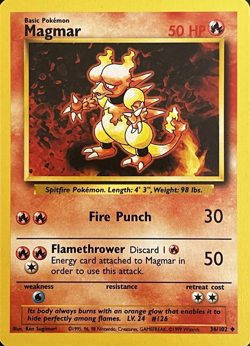 1999 Pokemon TCG - Magmar - Base Set - Uncommon Card - 36/102 - Image 1
