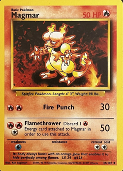 1999 Pokemon TCG - Magmar - Base Set - Uncommon Card - 36/102 - Image 4